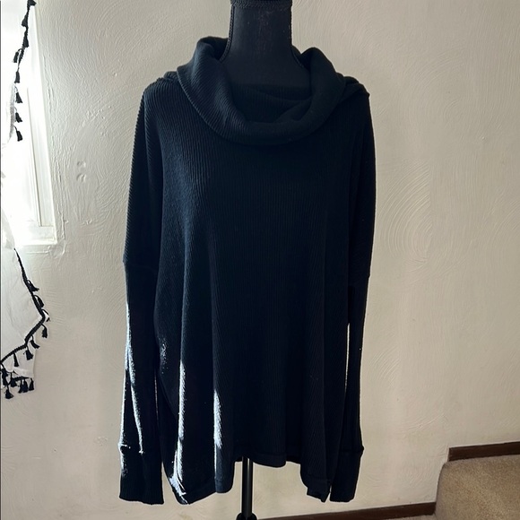 Free People We the Free Black Cowl Neck Sweater Open Back Size M - Picture 1 of 7